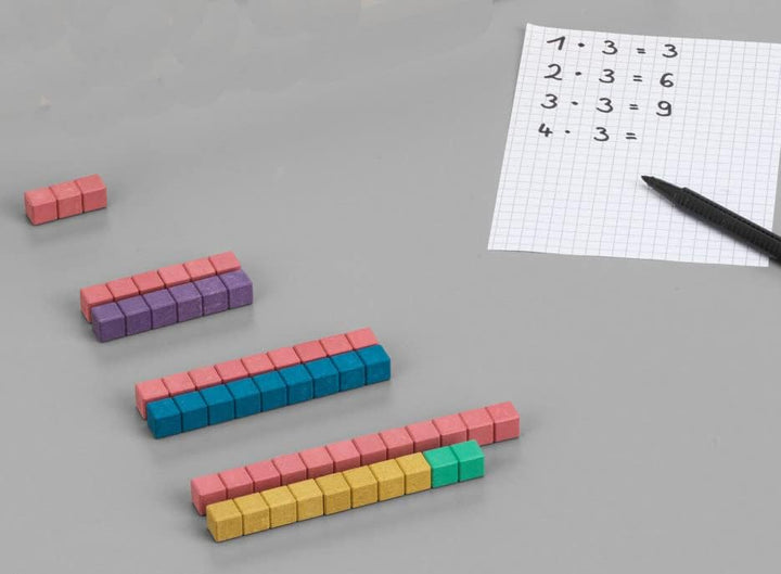 Montessori Seguintafeln 1 und 2, Sparset mit Rechenstäbchen zu den Zahlen 1-99