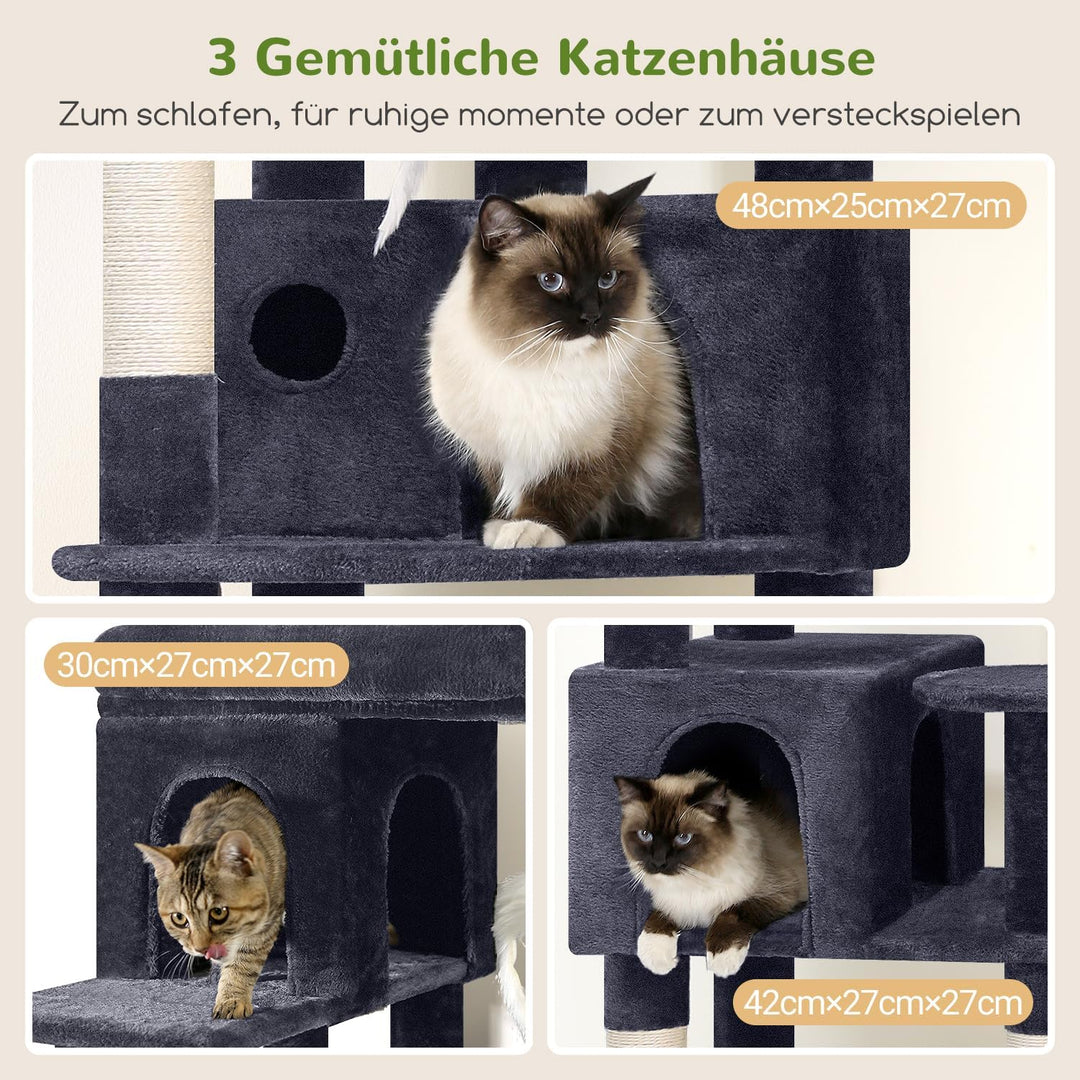Globlazer F66 Kratzbaum Ecke für Erwachsene Katzen 168 cm Stabil Katzenbaum 168cm Dunkelgrau, 168cm