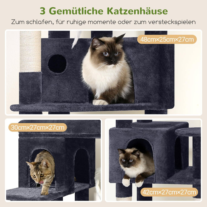 Globlazer F66 Kratzbaum Ecke für Erwachsene Katzen 168 cm Stabil Katzenbaum 168cm Dunkelgrau, 168cm