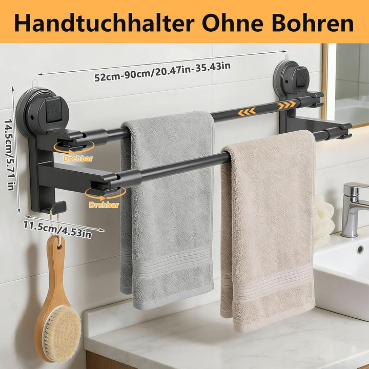 W&amp;H Handtuchhalter Ohne Bohren,Saugnapf Ausziehbarer Handtuchhalter