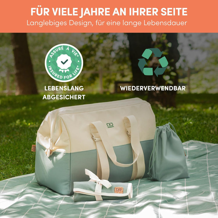 monbento – 25-Liter-Isoliertasche + wasserdichte Tischdecke – Ideal für Picknicks – Grün