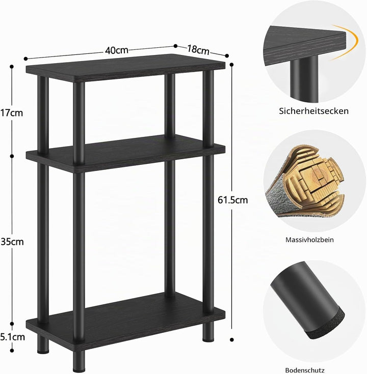 YOUDENOVA Beistelltisch Holz, Beistelltisch Schmal, 40x18x61.5 cm, 3 Tier Kleiner Tisch Für Wohnzimm