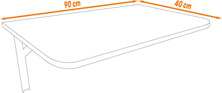 AKKE Klapptisch Wandklapptisch Esstisch - Klappbar Faltbar Platzsparend - Abgerundete Ecken - 90cm x