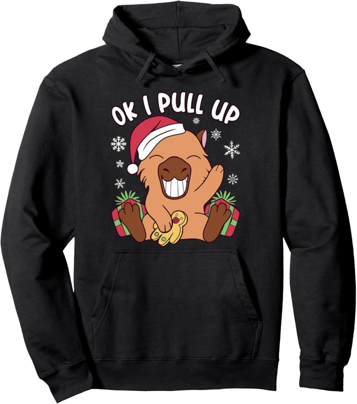Christmas Capybara "OK I Pull Up" Capybara Christmas Pullover Hoodie
