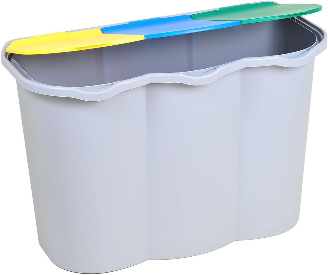 BELLI E FORTI S.R.L. Abfallbehälter für Mülltrennung, 3 Fächer, 80 Liter, Kunststoff, mehrfarbig, 3