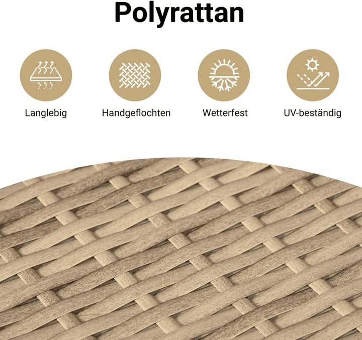 vidaXL Tabletttisch Klappbar Beige 65x40x75 cm Poly Rattan, Beige