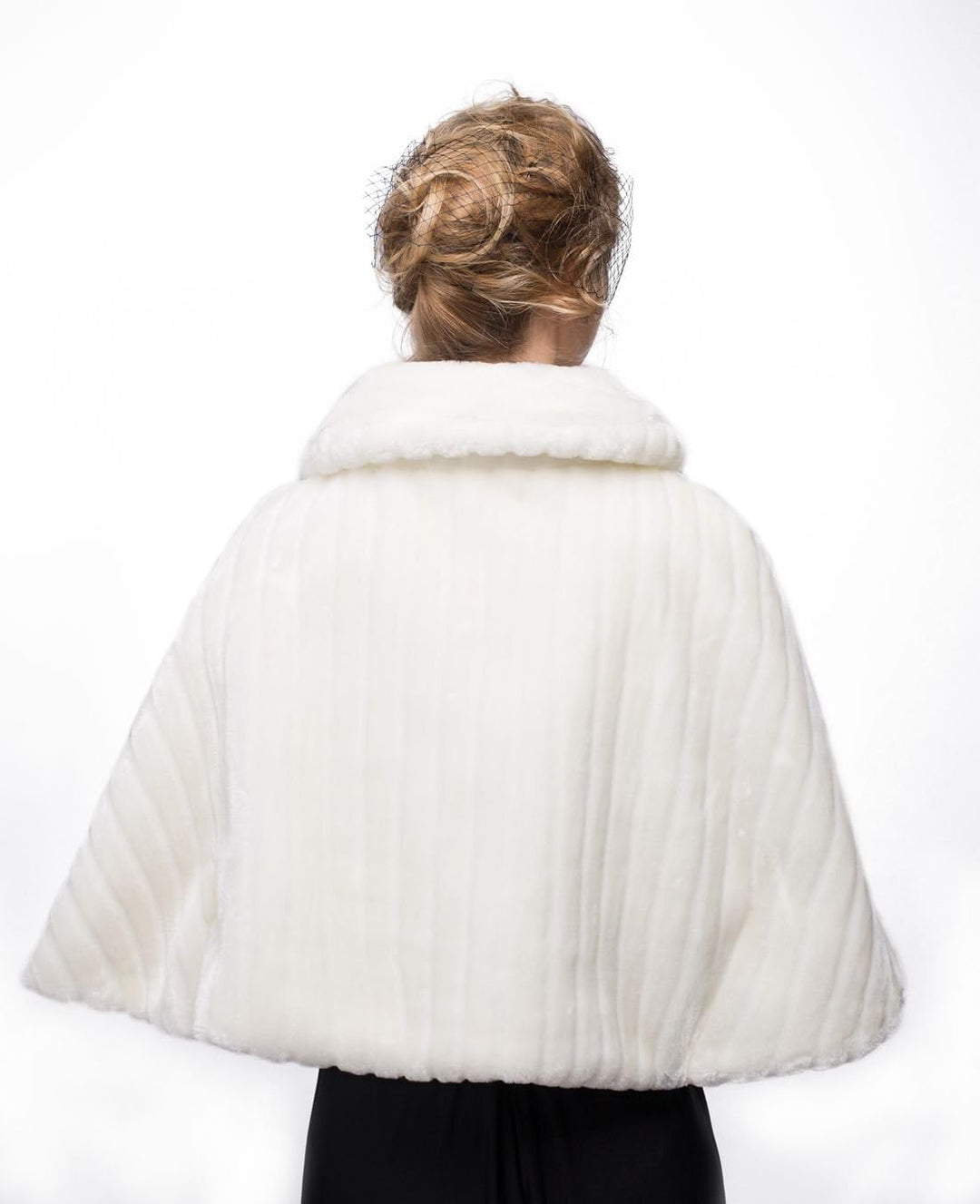 BEAUTELICATE Kunstpelz Bolero Schal Stola Pelz Cape Damen Braut Elfenbein Brautschal Brautjacke fur