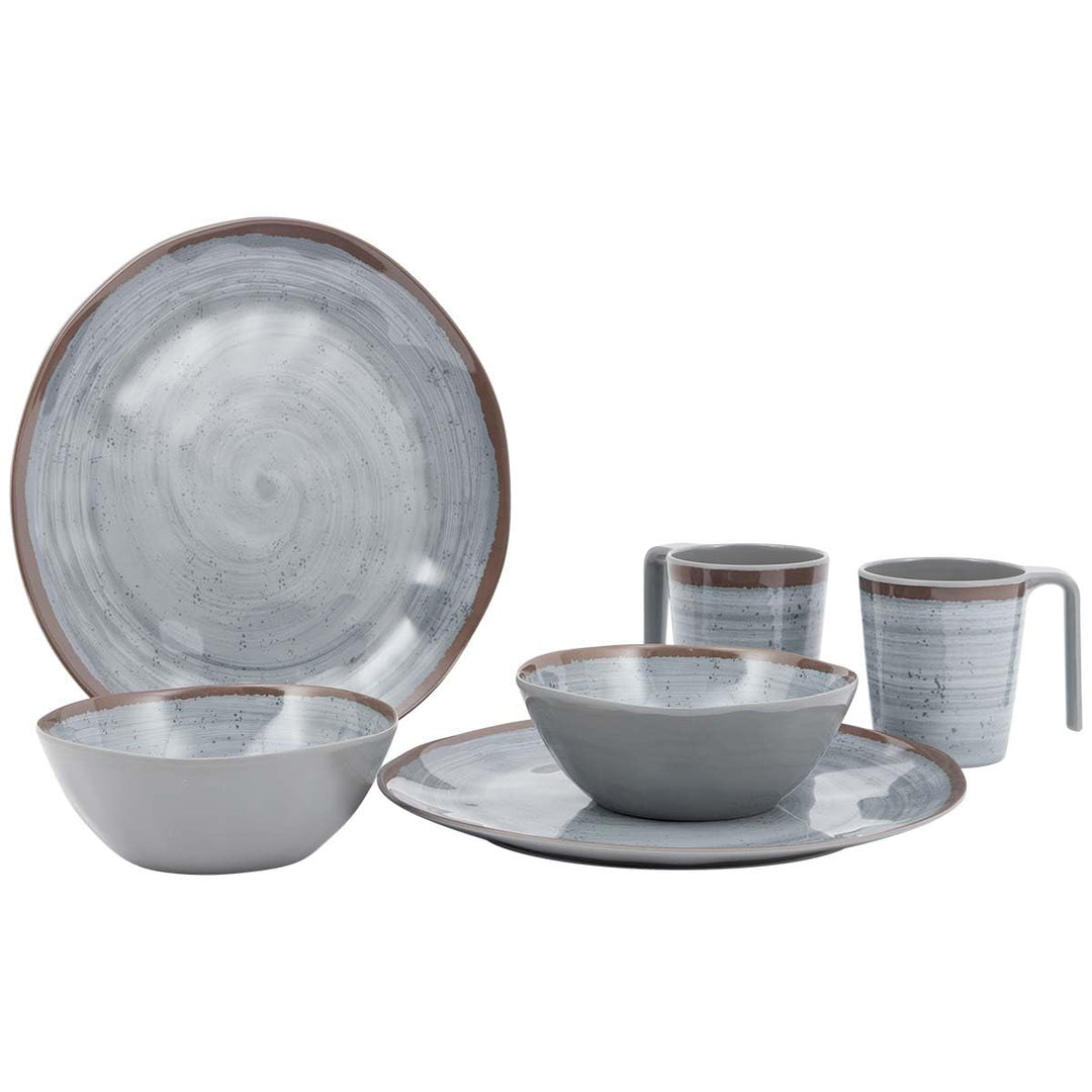 Bo-Camp - Geschirr - Halo - 6-Teilig - Melamin - Grau