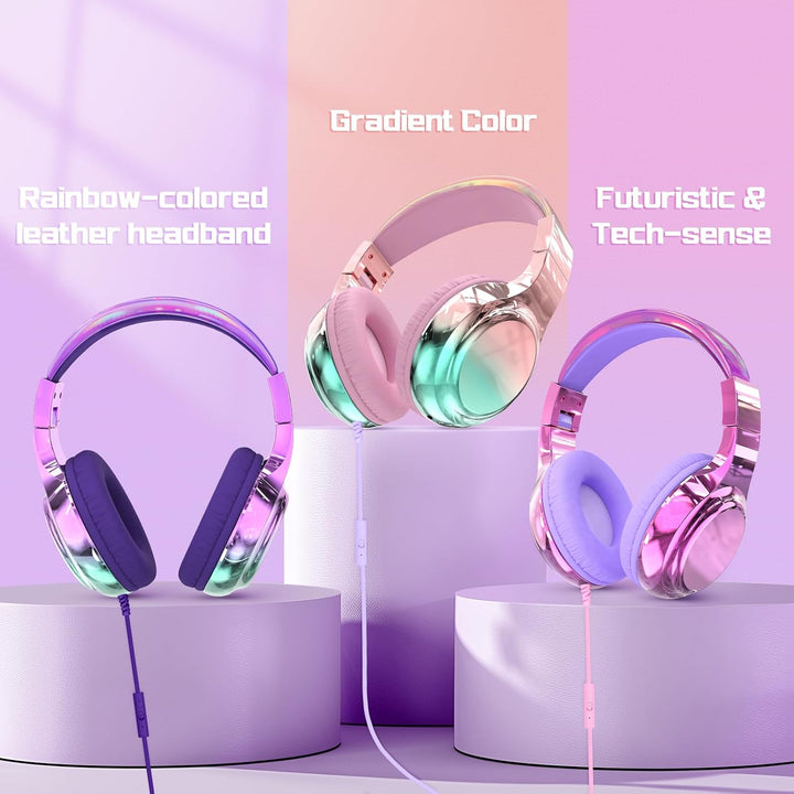 JYPS Kinder Kopfhörer,Kopfhörer Kinder mit Kabel,85/94 dB Volume Limit,Faltbare Kopfhörer für Mädche