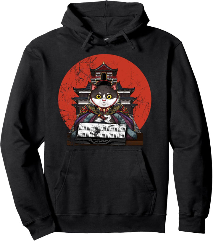 Vinage Japan Synthesizer Cat Analog Synth Retro Pullover Hoodie