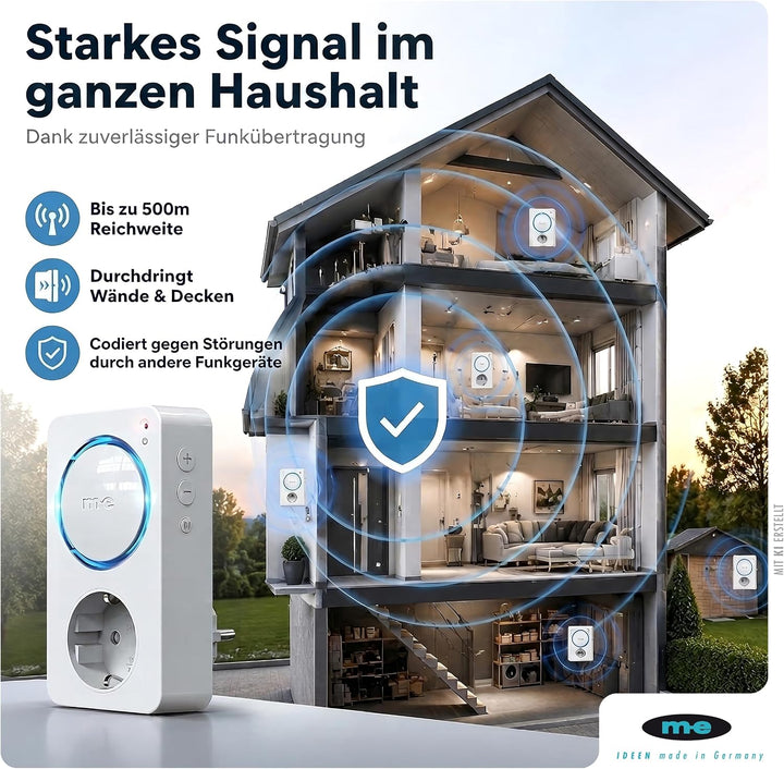 m-e BELL-5016 EG Funkklingel Edelstahl gebürstet 1 Taster &amp; 230V Empfänger Edelstahl Gebürstet / Wei
