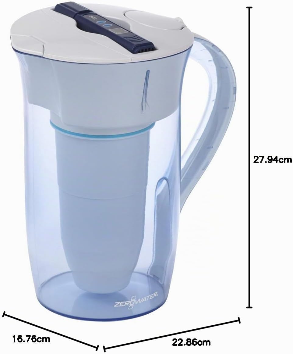 ZeroWater 5-Stufige Filterkanne für Trinkwasser mit 2,4 L - NSF-Zertifizierte Wasserfilter Kanne, um