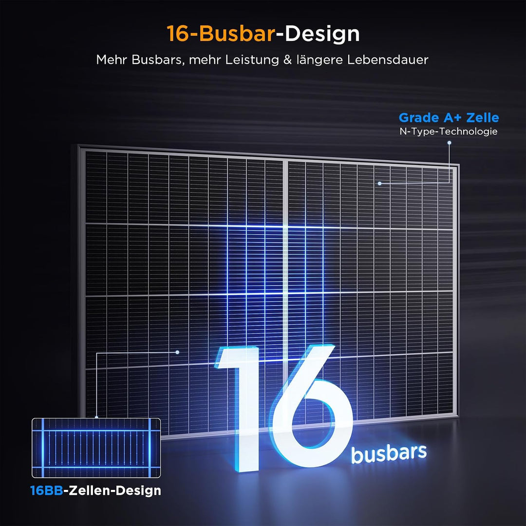 400W(2X200W) Bifaziale Solarpanel, Callsun N-Typ 16BB Monokristalline Solarmodule, Geeignet für 12V/