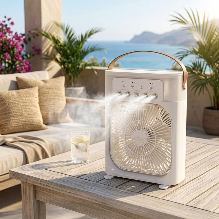 HAC24 Tischventilator mit Sprühnebel LED 7 Farben USB-C und Timer 450 ml Wassertank Ventilator