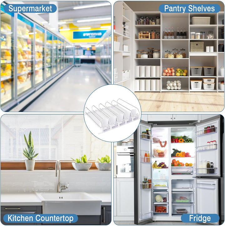 Fridge Organiser Drinks, 5 Rows Fridge Organiser Cans, Automatic Drink Organiser, Fridge Adjustable