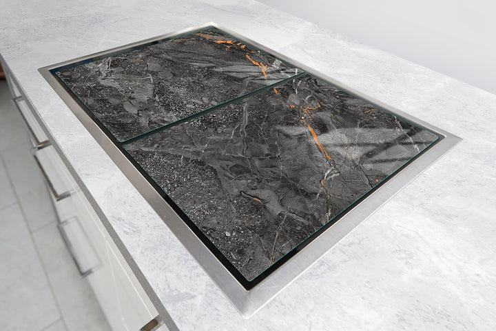 TMK ArtDeko Herdabdeckplatte 2 Teilig 30x52 + 40x52 cm - Spritzschutz Herdabdeckung – Herdschutz aus