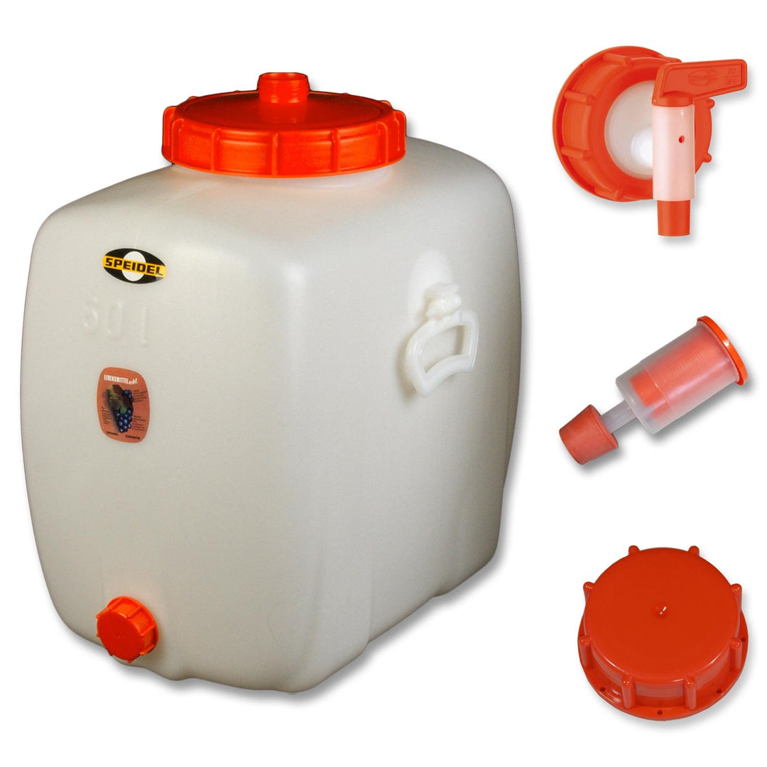 Speidel Most- und Gärfass Kübel (60L oval) für Fruchtsäfte Wein Glühwein Cider Wasser Getränke | Leb