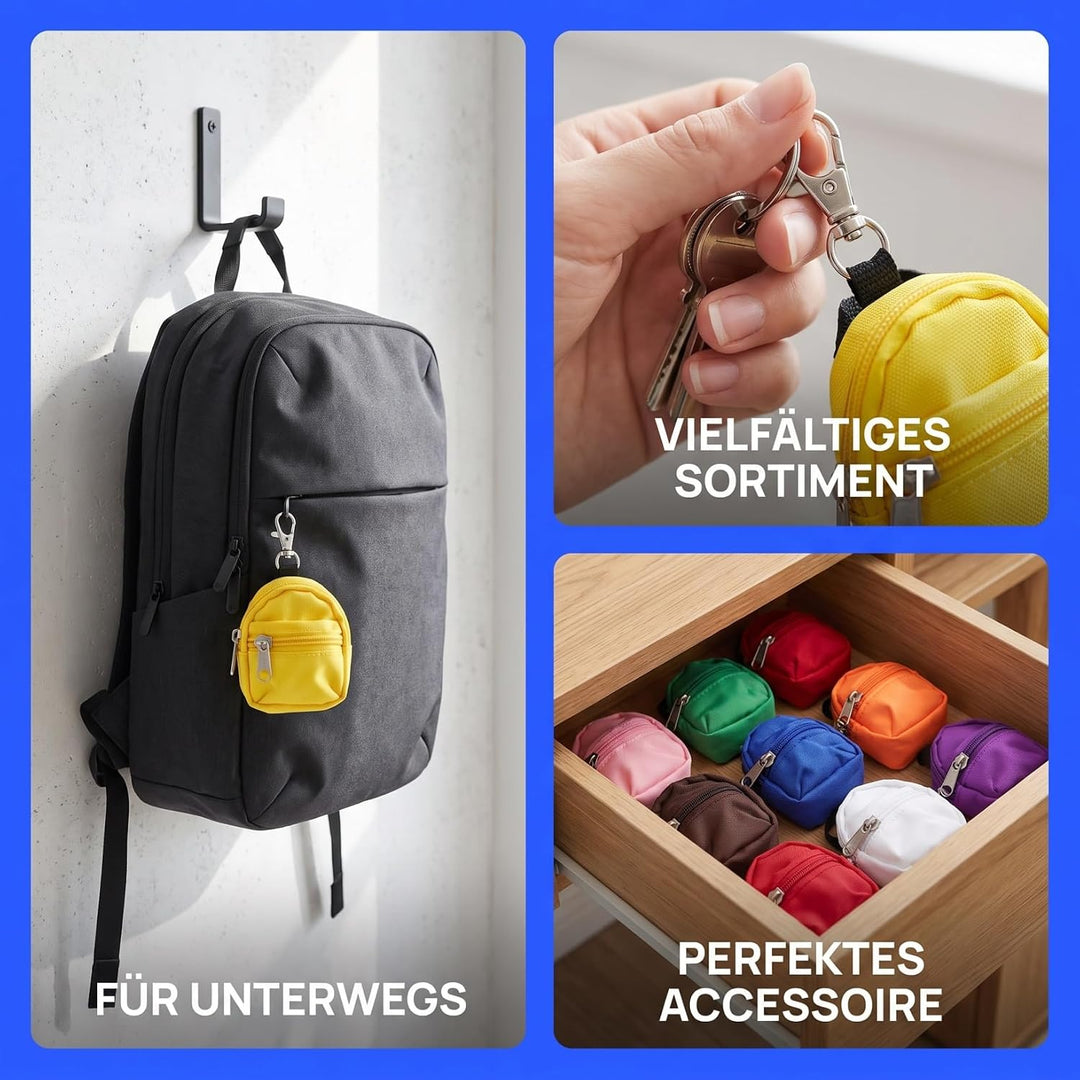 GALPADA Mini Rucksack Schlüsselanhänger Set - 10er Pack Stoff Puppenrucksack
