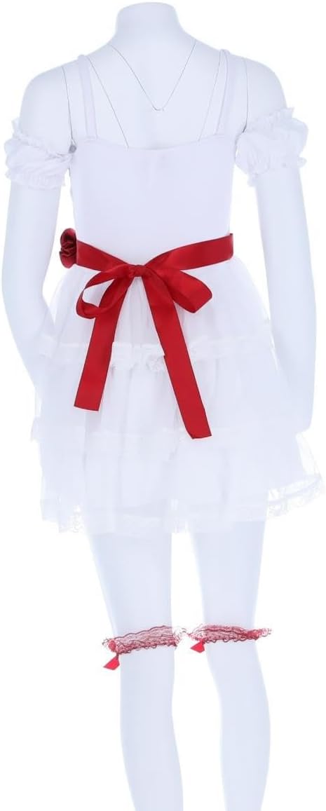 Smiffys 81003 Annabelle Minikleid Kostüm, Damen, Weiss &amp; Rot X-Small (UK 4-6), X-Small (UK 4-6)