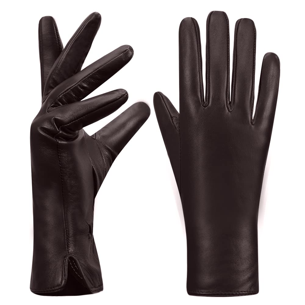 MGGMOKAY Damen Lederhandschuhe Kaschmir gefüttert M Braun(thouchscreen), M Braun(thouchscreen)
