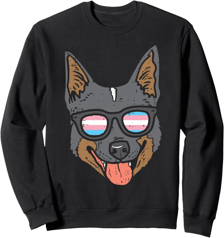 Heeler Transgender Sunglasses Trans Pride Flag Cattle Dog Sweatshirt