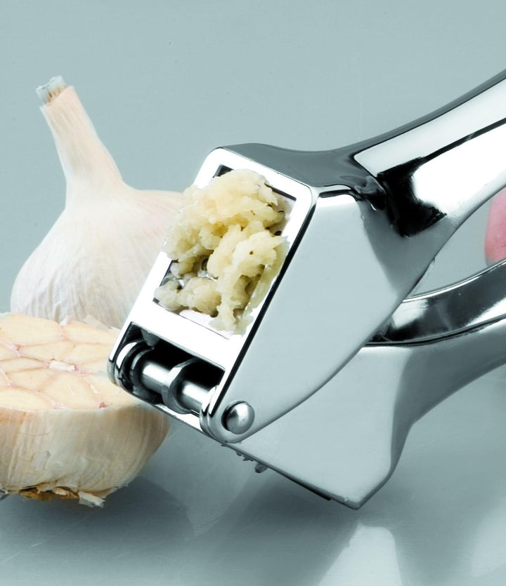 Knoblauchpresse + Knoblauchschneider mit praktischem Reinigungsstempel
