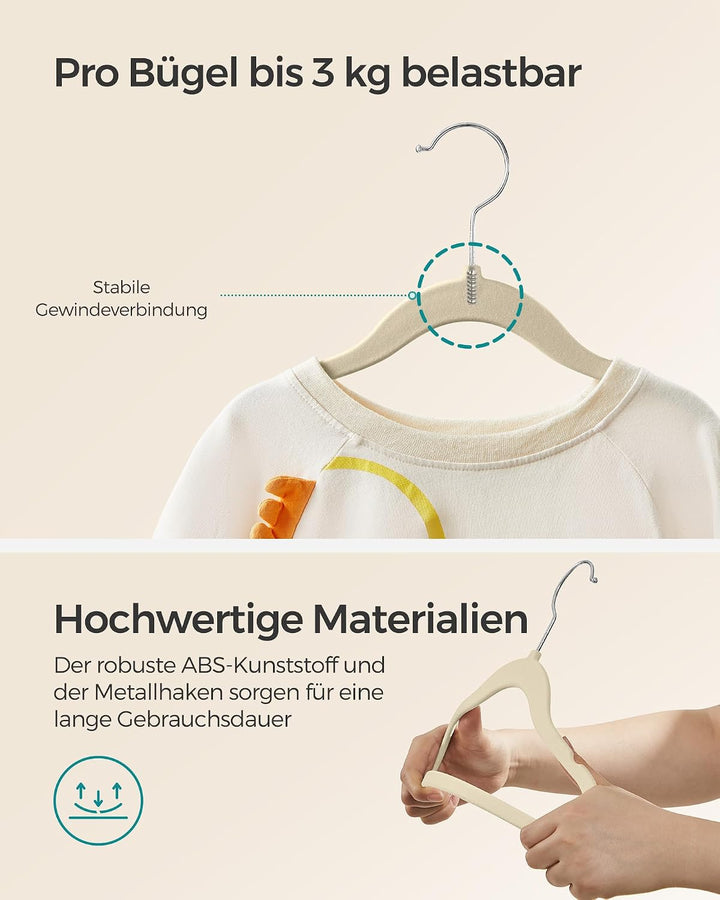 SONGMICS Kinderkleiderbügel, 50er Set Kleiderbügel Kinder, Baby-Kleiderbügel, Bügel Samt, 360° drehb