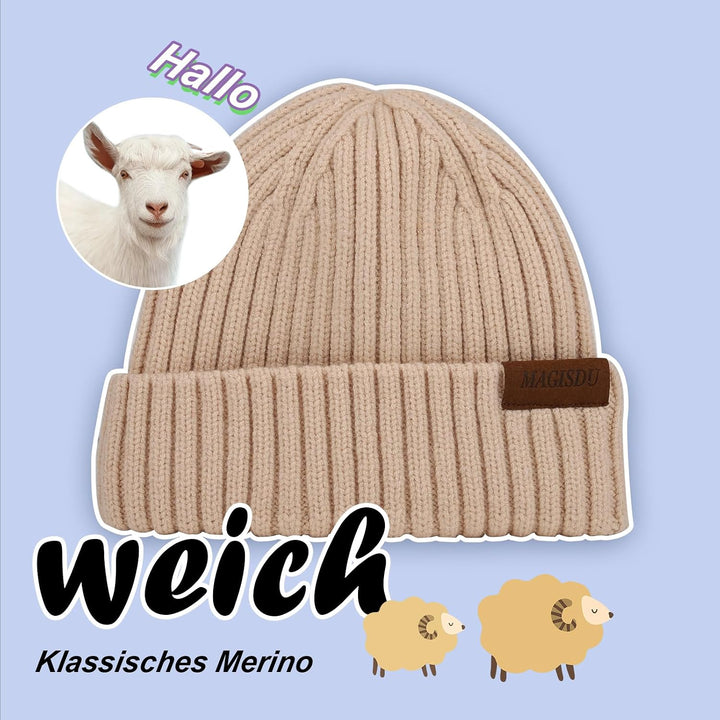 MAGISDU Baby Wintermütze Kinder Merino Mütze Jungen&amp;Mädchen Wollmütze Strickmütze Winter Beanie Ther