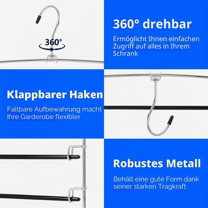 Hosenbügel Platzsparend 3er Set, 5 Ebenen &amp; 4 Drehbare Arme