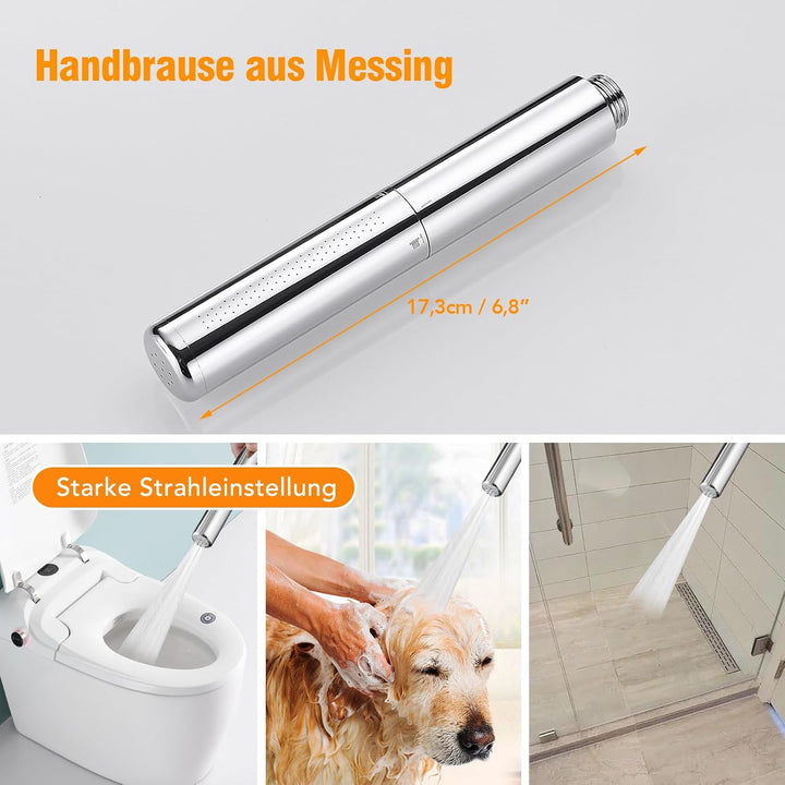 BESy Handbrause mit Schlauchhalterung, 2 Strahlarten Hochdruck Handbrause