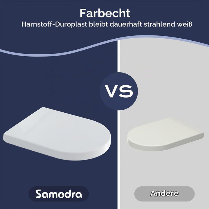 SAMODRA Premium Toilettendeckel D-Form,WC Sitz mit Absenkautomatik,Weiss Klodeckel mit Quick-Release