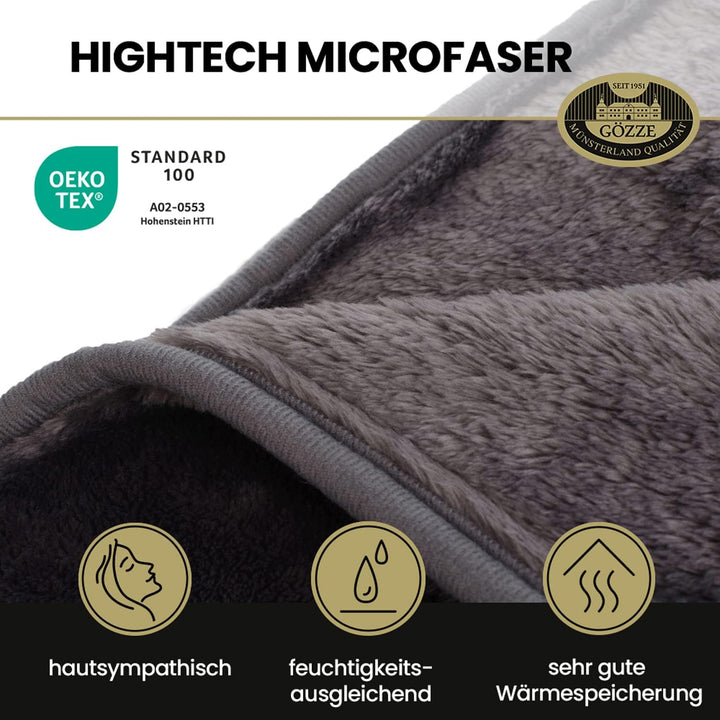 Gözze - Premium Cashmere-Feeling Wohn- und Kuscheldecke, 500 g/m², 130 x 170 cm - Anthrazit Anthrazi