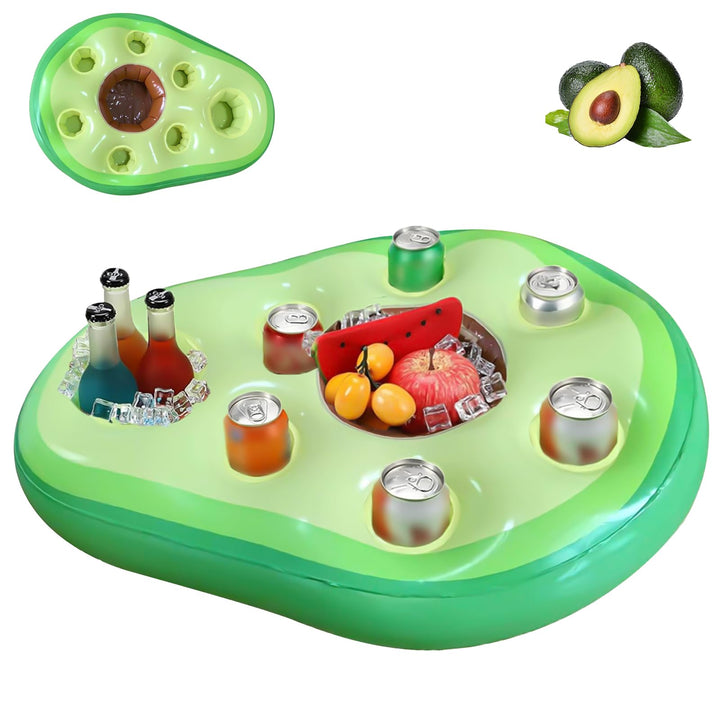 Obst Poolbar, Aufblasbarer Getränkehalter Schwimmender, 2in1-Getränke und Snackhalter Poolbar 8 Löch