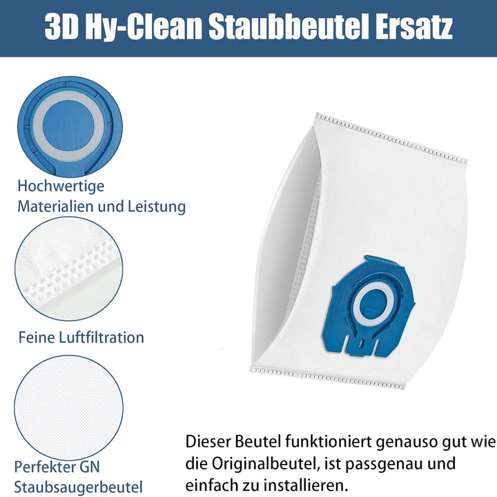 10 Stück Staubsaugerbeutel,Ersatz ZubehörKompatibel mitfür Miele HyClean Pure GN Staubsauger Classic