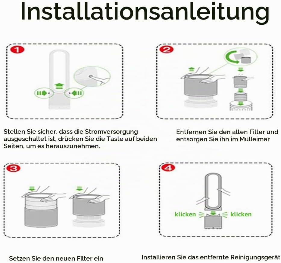 iAmoy HEPA Filter Ersatz kompatibel mit Dyson Pure Cool Link TP02 TP03 TP00 AM11 BP01 Luftreiniger T