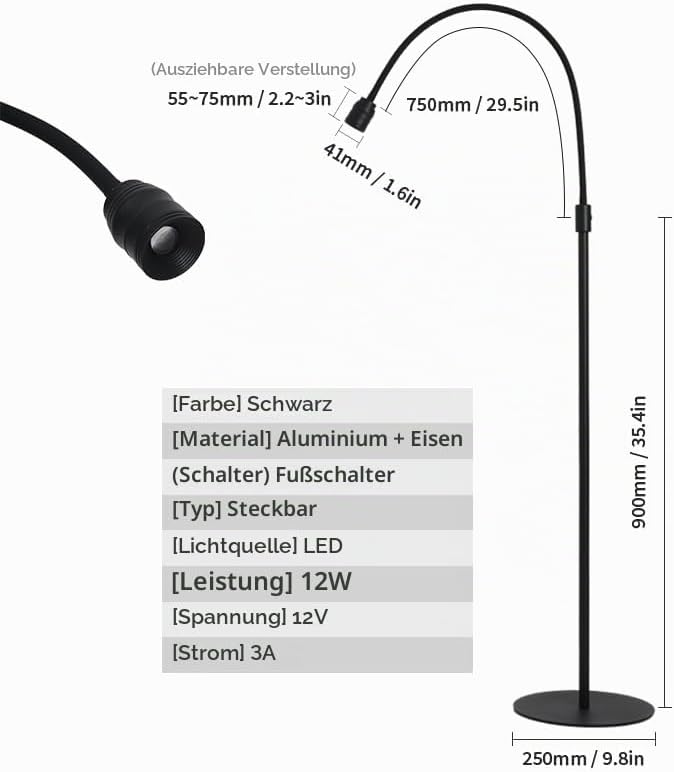 UV Wimpern Lampe, 10W LED-UV-Licht für Lichthärtenden Anwendungen, Schwanenhals Wimpernlicht, Goosen