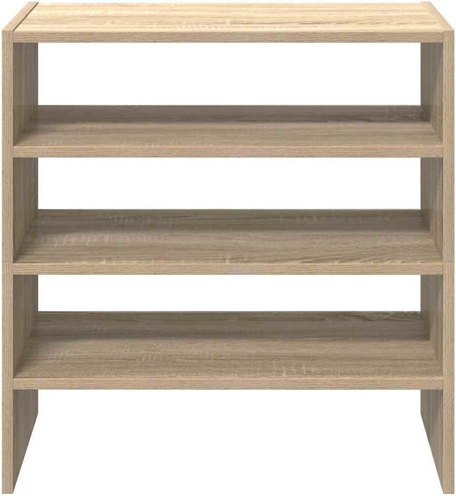 Schuhregal 2er Set Sonoma-Eiche stapelbar und klappbar mit robustem Holzwerkstoff für die Eingangsbe