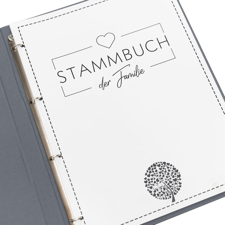 Hochzeitideal - Stammbuch der Familie Geometric grau DIN A5 - Buchbinderleinen Stammbuch Hochzeit -