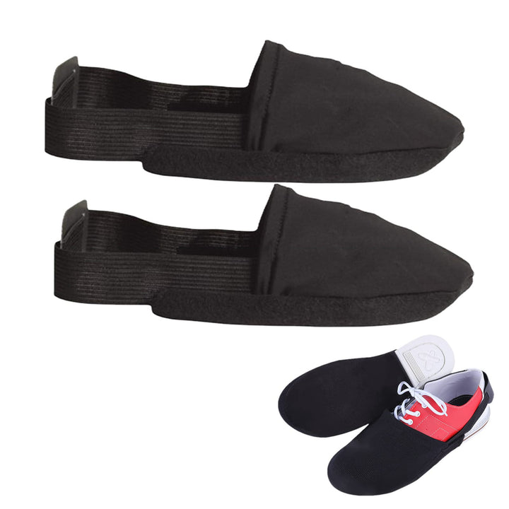 5 Bowling-Schuh-Slider | rutschfeste Bowling-Überschuhe Herren mit elastischer Kordel - Schwarzes Bo