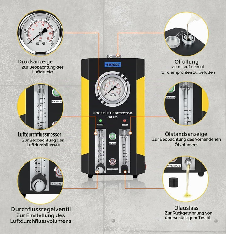 AUTOOL Automotive Pipes Kraftstoffleckdetektor Diagnositc Tester EVAP Lecks Prüfmaschine für 12 V Fa