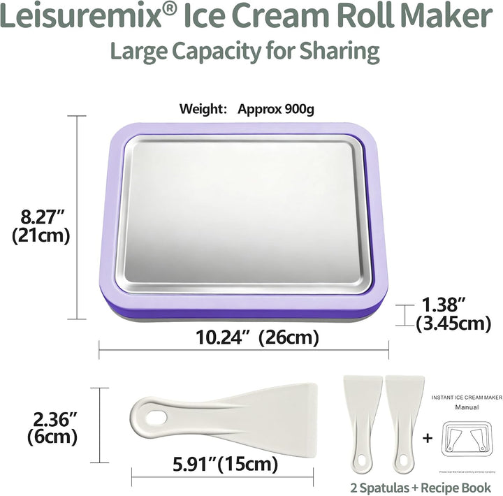 Eisplatte Lila, Rolled Ice Cream Maker mit 2 Spateln, DIY Set für Zuhause, Lila