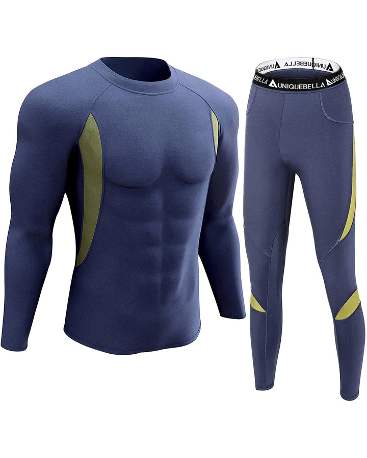 UNIQUEBELLA Thermo Unterwäsche Set, Funktionswäsche Herren Skiunterwäsche Winter Suit Ski Thermo-Unt