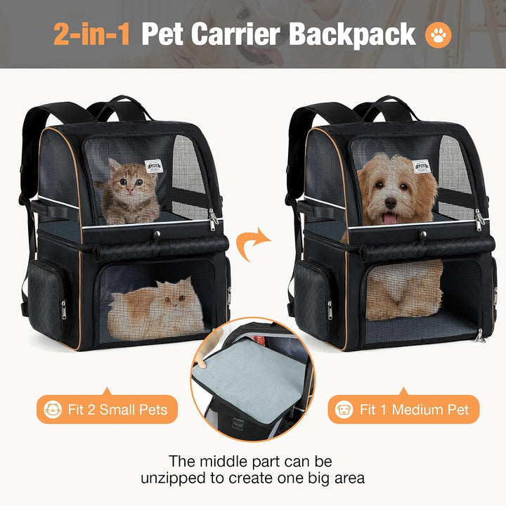 Lekespring Doppellagige Katzen Rucksack für 2 Katzen Grosse Katzen Transport Rucksack Faltbare Haust