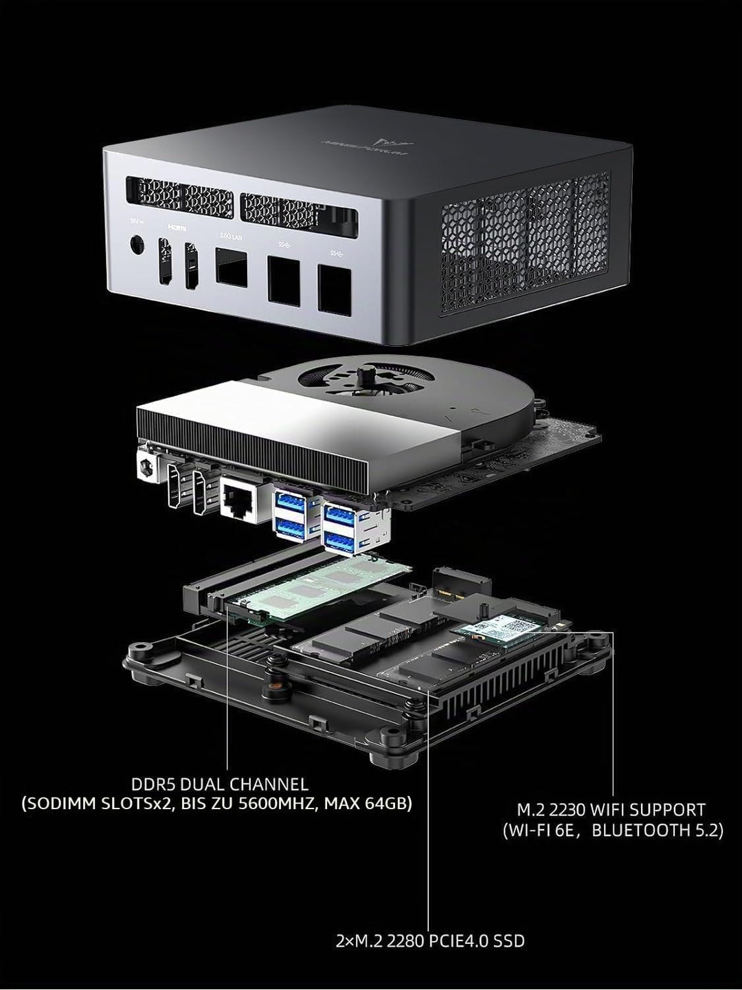 MINIS FORUM UM790 Pro Mini-PC AMD Ryzen 9 9 7940HS nur 5,2 GHz 32 GB DDR5 512 GB SSD mit AMD Radeon
