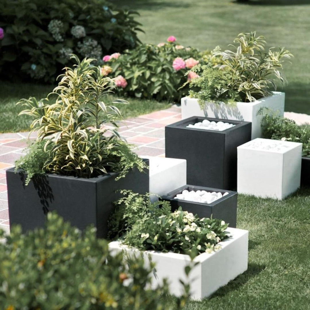 TERAPLAST Blumentopf Schio Cubo 40 cm Made in Italy recyclebar 40 cm Cappuccino, 40 cm Cappuccino
