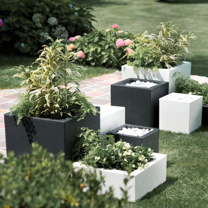 TERAPLAST Blumentopf Schio Cubo 40 cm Made in Italy recyclebar 40 cm Cappuccino, 40 cm Cappuccino