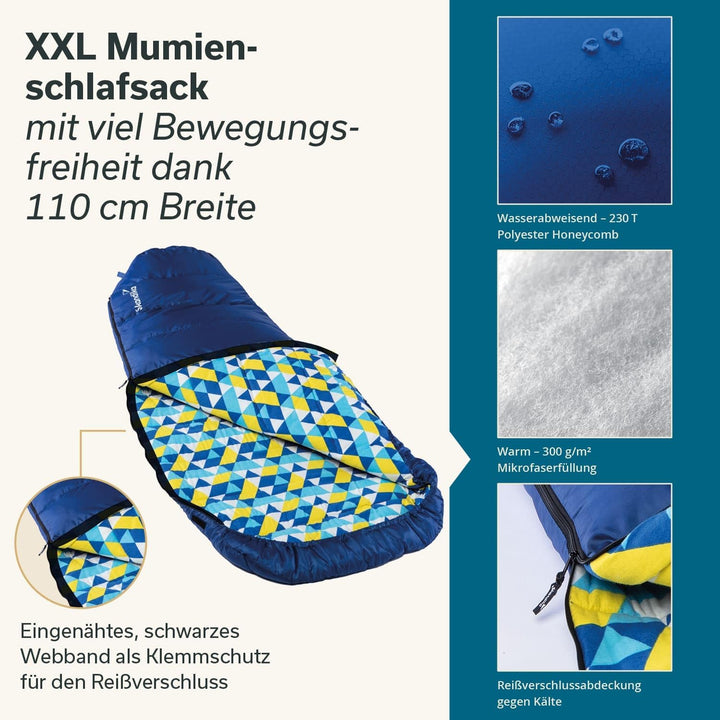 Skandika Schlafsack Vegas Flanell | XXL Mumienschlafsack mit Flanell Baumwoll oder Polycotton Innenf