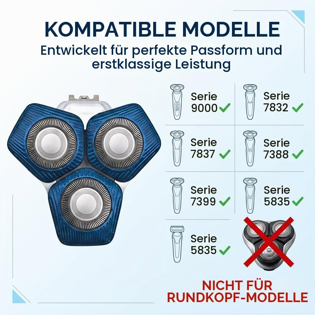 Ersatzscherkopf SH71/SH91 kompatibel mit Philips Rasierer Serie 5000 &amp; 7000