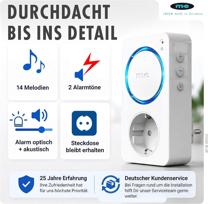 m-e BELL-5016 EG Funkklingel Edelstahl gebürstet 1 Taster &amp; 230V Empfänger Edelstahl Gebürstet / Wei
