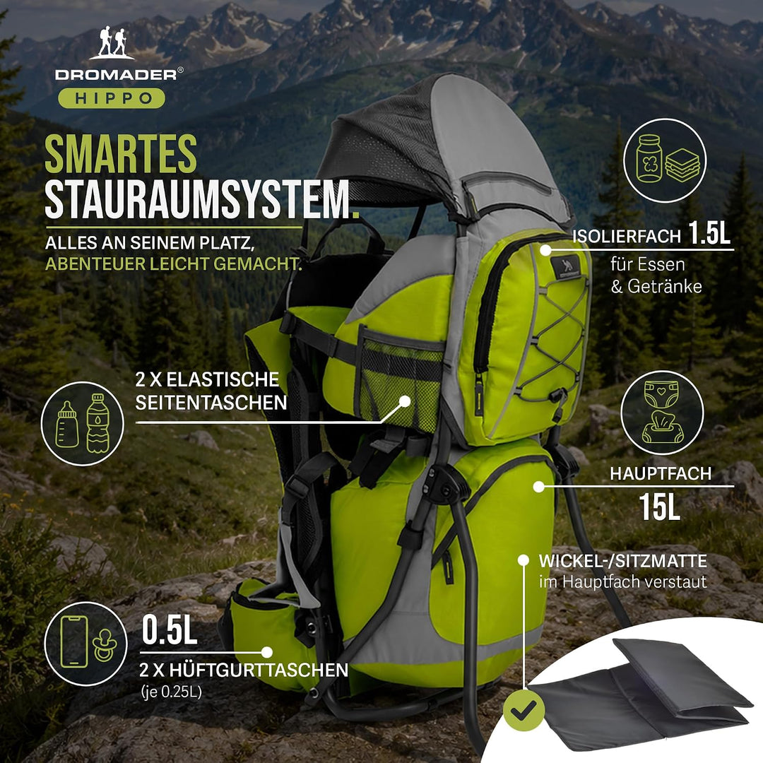 Dromader Kraxe kindertrage bis 22kg Grün, Gr&amp;